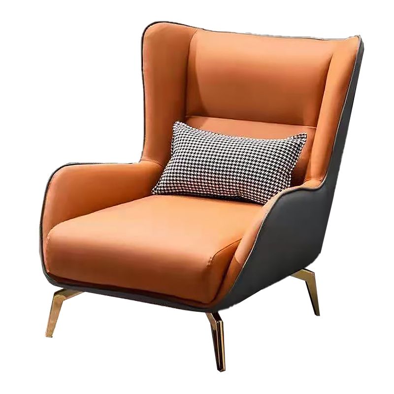 Modern Style Bonded Leather Arms Included with Pillow Wingback Chair