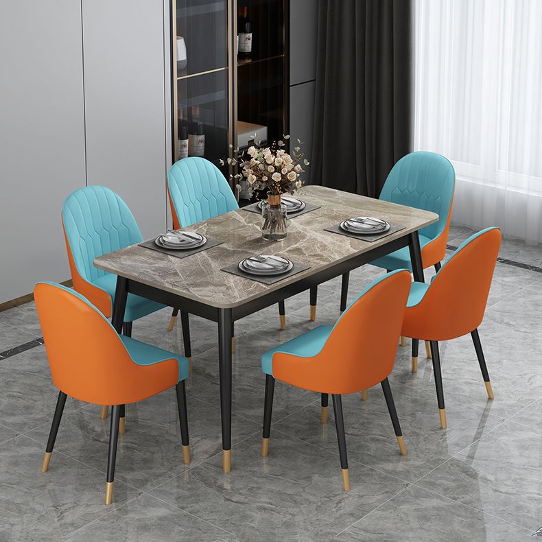 Rectangle Contemporary Style Dining Room Set Sintered Stone Dining Furniture Set with 4 Legs Table