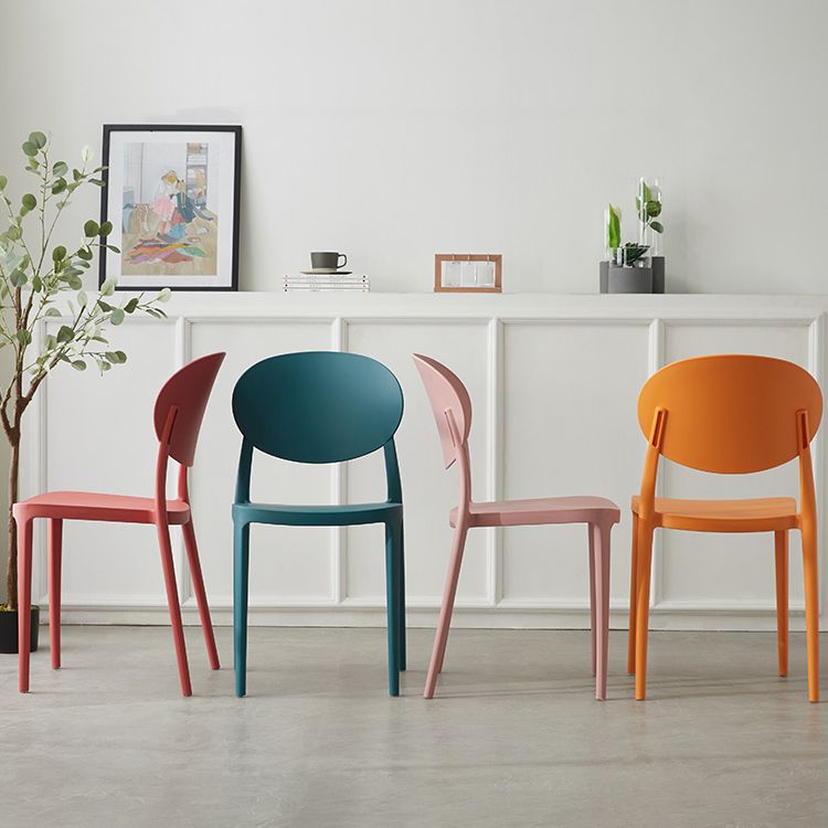 Plastic Open Back Side Chair Scandinavian Stackable Armless Dining Chairs