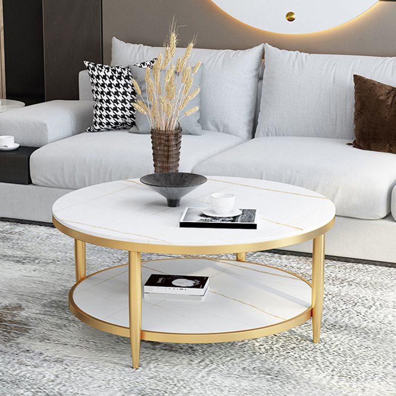 Glam Round 4 Legs Coffee Table Slate Top Coffee Cocktail Table