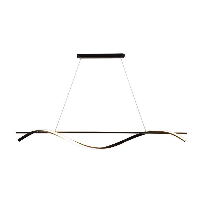 Pendante de l'île Wave Simplicité Style Métal LED Éclairage pendentif noir