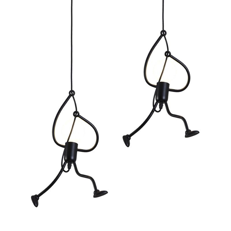 1-Light Pendant Ceiling Lights Industrial Metal Multi Pendant Light Fitting in Black