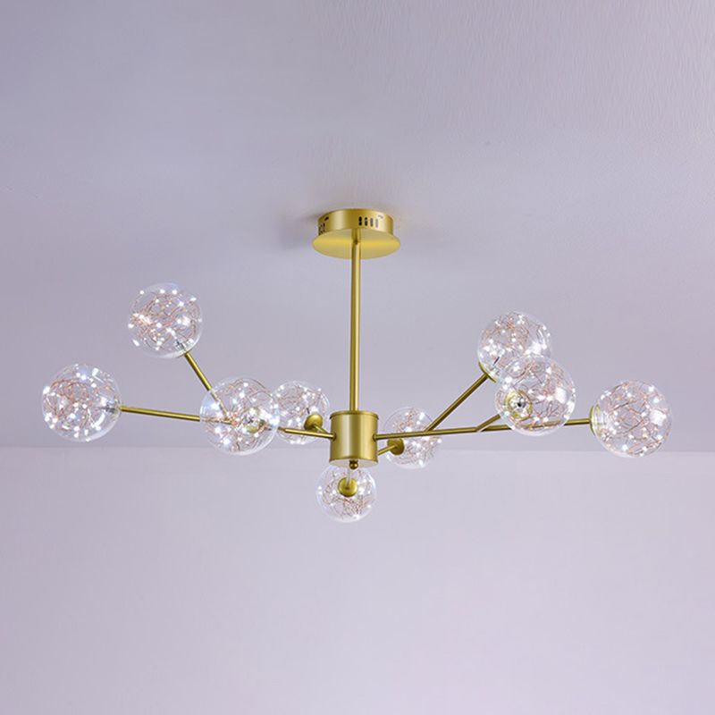 Contemporary Sphere Chandelier Lights Glass Pendant Light in Gold
