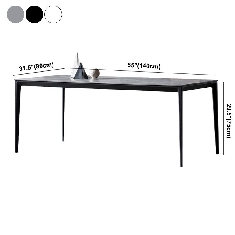 Industrial Style Sintered Stone Dining Table Aviation Aluminum Base Rectangle Table for Home