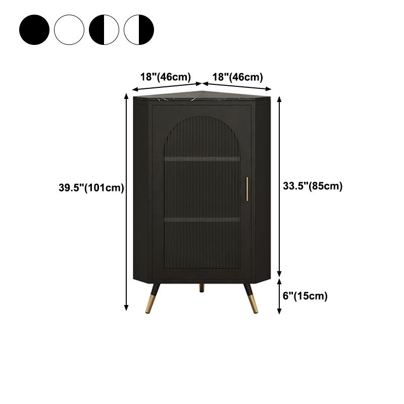 Modern Iron Stone Buffet Sideboard 40"H Dining Room Buffet Server with Glass Door