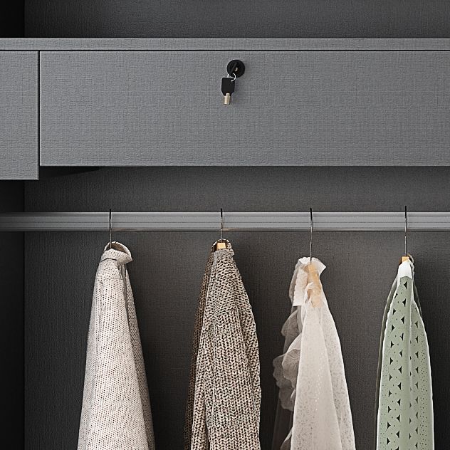 Mirrored Finish Wardrobe Armoire Modern Style Engineered Wood Wardrobe