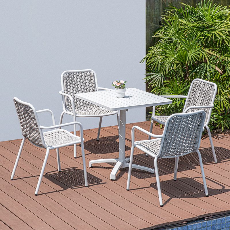 Modern Patio Dining Table Set 1/3/4/5 Pcs White Metal Frame Bistro Table and Chairs