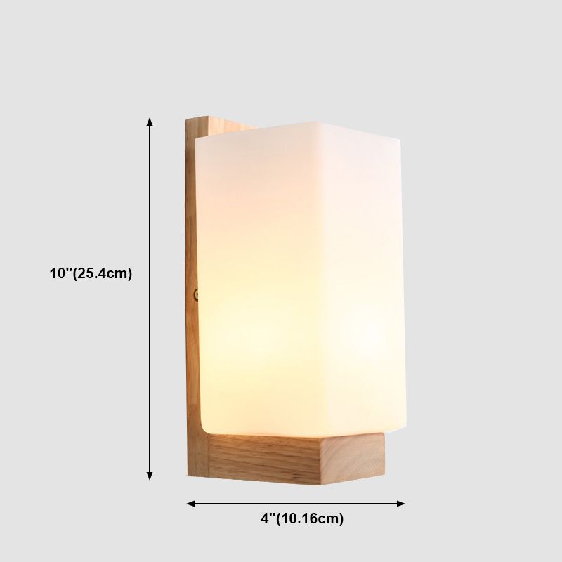 Modern Creative Wall Lamp Wooden Geometric Wall Light with Glass Shade