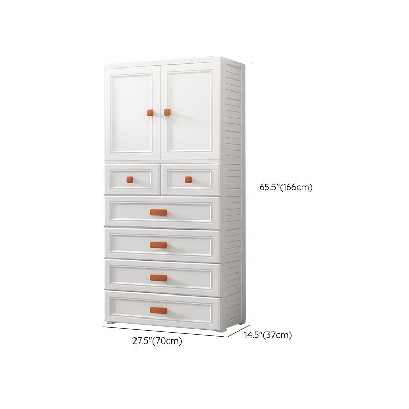 White Plastic Wardrobe Armoire with Legs Contemporary Wardrobe Closet