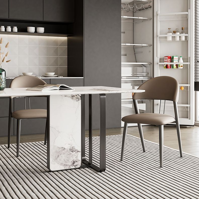 Contemporary Upholstered Armless Chair Home Metal Dining Chair