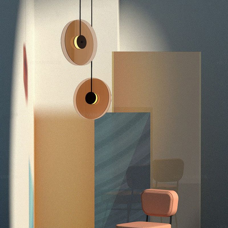 Modern Style LED Pendant Light 1 Light Round Glass Hanging Light for Dinning Room