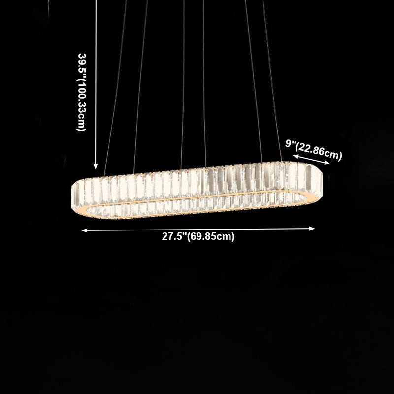 Contemporary Island Light Oval-Shaped Crystal Island Pendant Lights for Kitchen