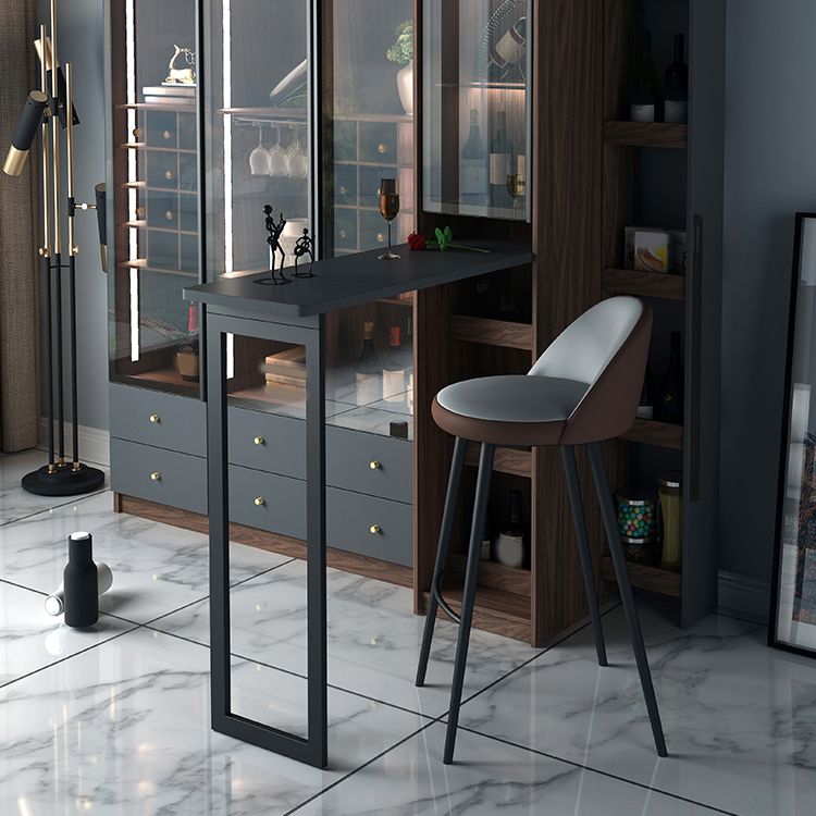 Black Manufactured Wood Bar Table with Glass Storage Modern Pub Table for Dining Room