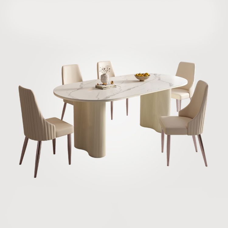 Oval Double Pedestal Dining Table Contemporary Kitchen Dinner Table