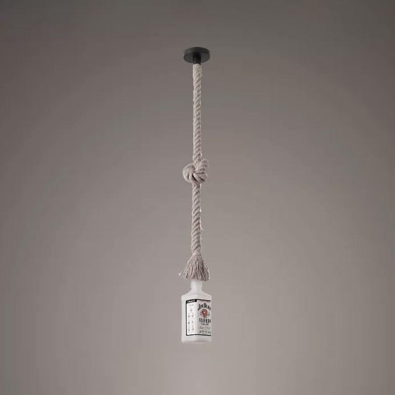 1/6/9-Bulb Frosted White Glass Island Lamp Loft Style Black Wine Bottle Restaurant Plafond Suspension Lamp