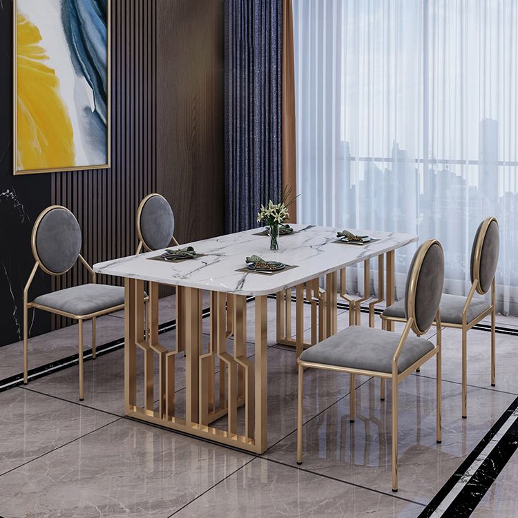 Metal Traditional Luxury Rectangle Table Sintered Stone Table for Kitchen