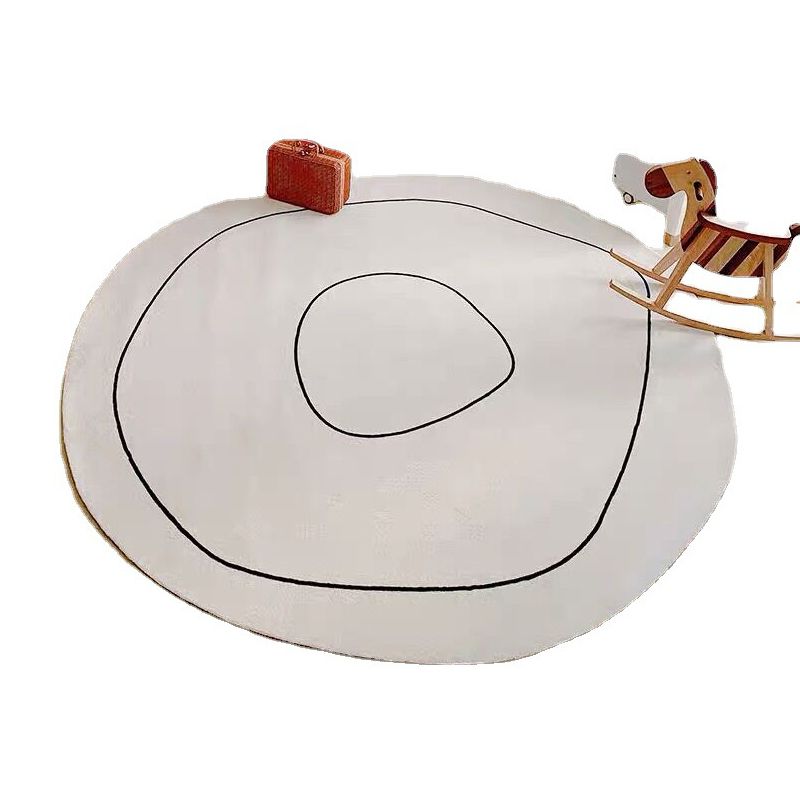 Modern White Rug Line Polyester Area Carpet Anti-Slip Washable Rug for Living Room