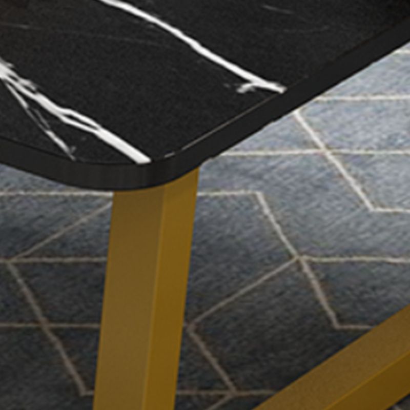 Modern Style Rectangular Wooden Table Metal Bottom Frame Sledge-shaped Base Coffee Table
