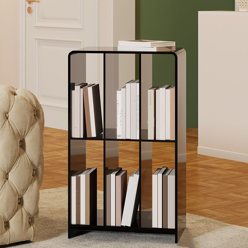 Modern Open Back Standard Bookshelf Acrylic Bookcase with Rectangular Shelves