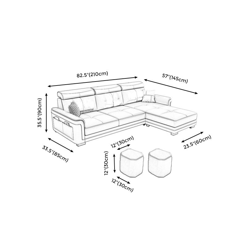 Modern 3-seat Sectionals Pillow Top Arm Sofa with Adjustable Headrest