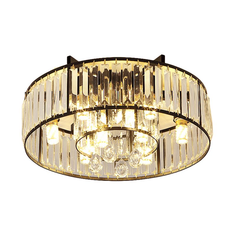 Round Iron Frame Flush Mount Light Modern 7/13-Light Ceiling Light Halterung mit Crystal Draping
