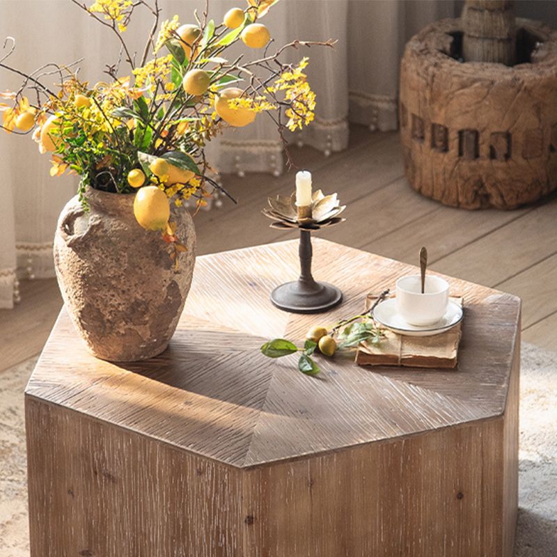 Block Coffee Table Solid Wood Natural Color Coffee Table for Living Room