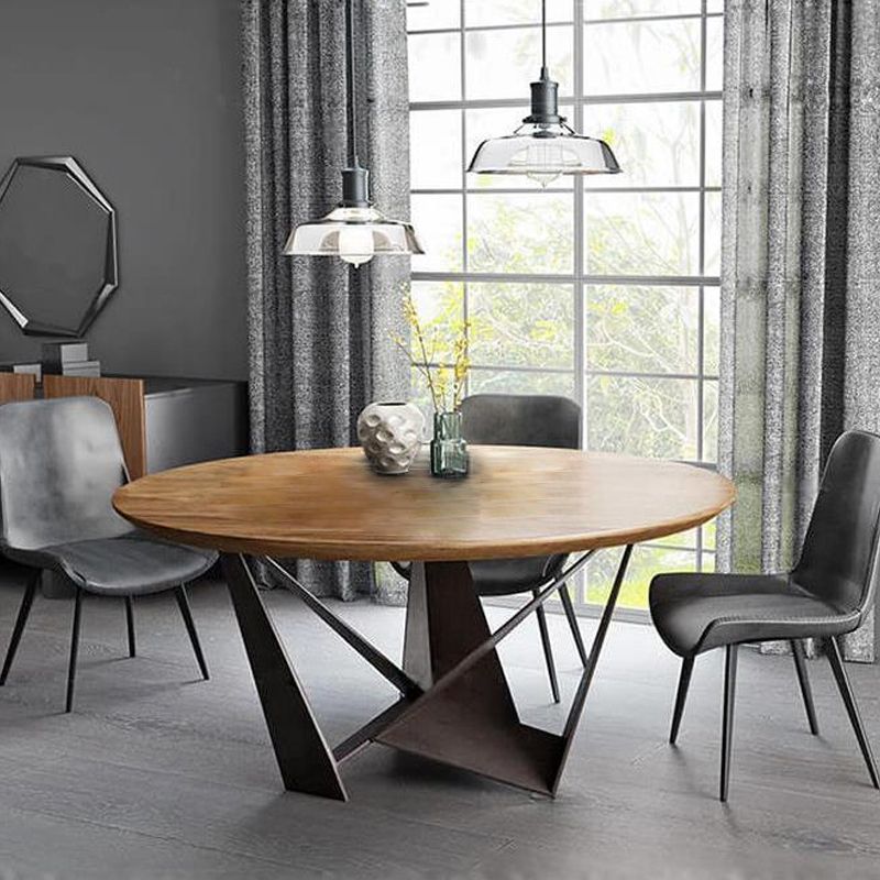 Contemporary Dining Table Round Solid Wood Dinner Table for Home Kitchen Dinner