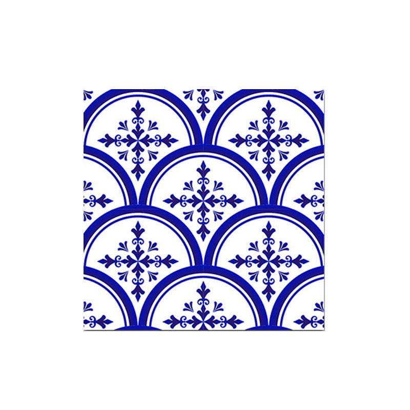 Floral Porcelain Tile Wallpaper Panels 18 Pcs Blue PVC Wall Decor, Easy to Remove, 7.8-sq ft