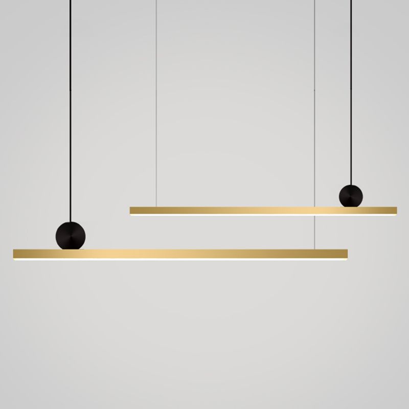 Gold Island Lights Modernes 1-Licht-Restaurant Lineare Aufhängungslampen mit Acrylschatten