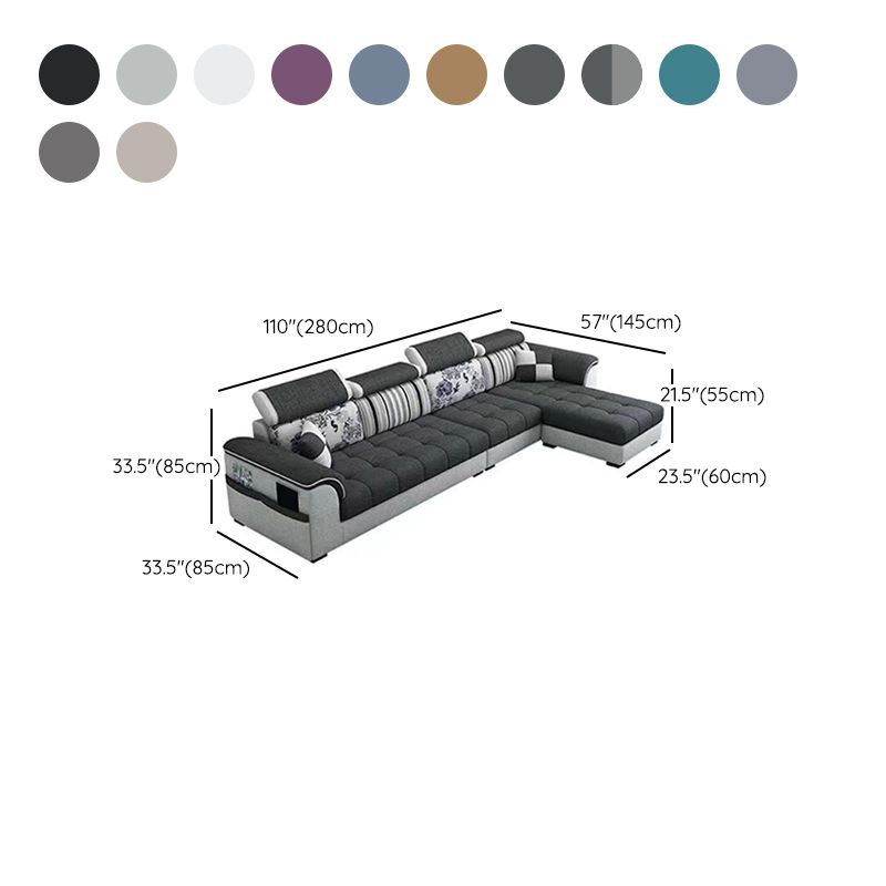 110" Pillow Top Arm Sectionals Contemporary Upholstered Sectional Sofa Set