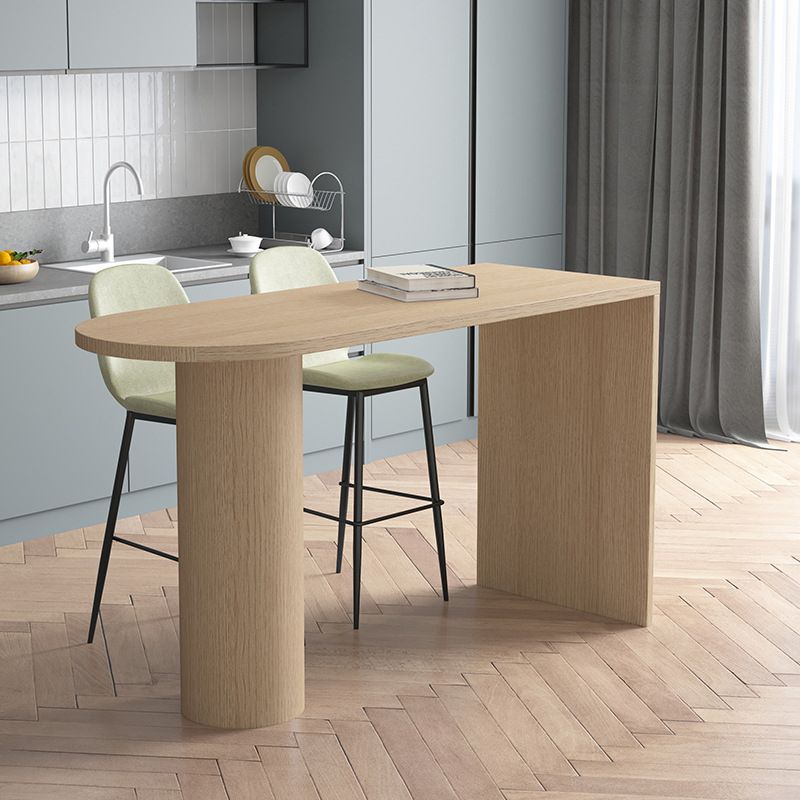 Contemporary Wood Bar Table Bistro Bar Desk with Double Pedestal