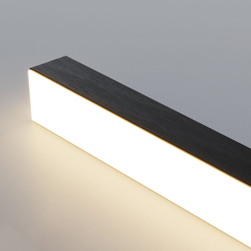 Linear Island Pendant Contemporary Metal Single Light Pendant Lighting Fixture in Black