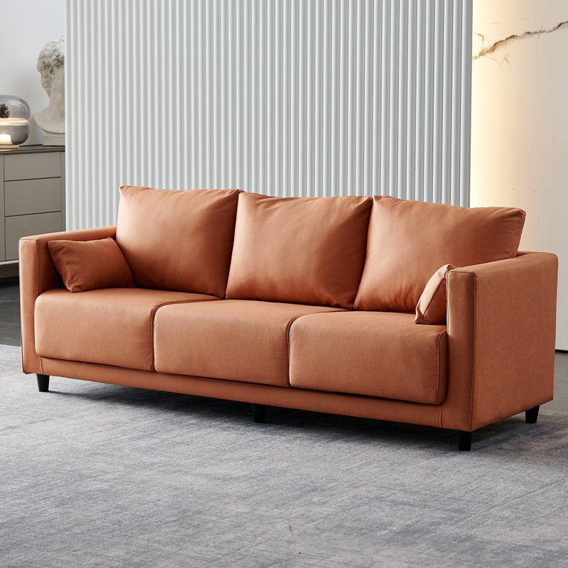 Contemporary Tuxedo Arm Standard Sofa with Bolster Pillows for Living Room, Apartment