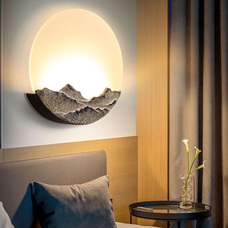 Round Disc Shade Wall Lighting Simple Style Metal 1 Light Sconce Light in Brass