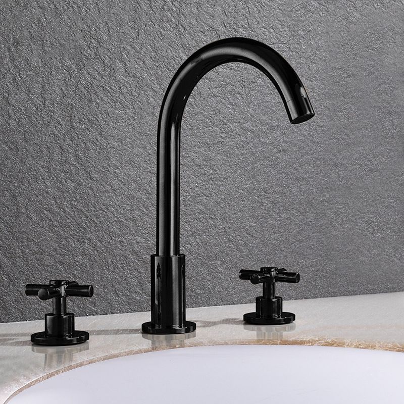 Goose Neck Bathroom Basin Faucet 2 Handle Hot and Cold Water Sink Faucet with Drain