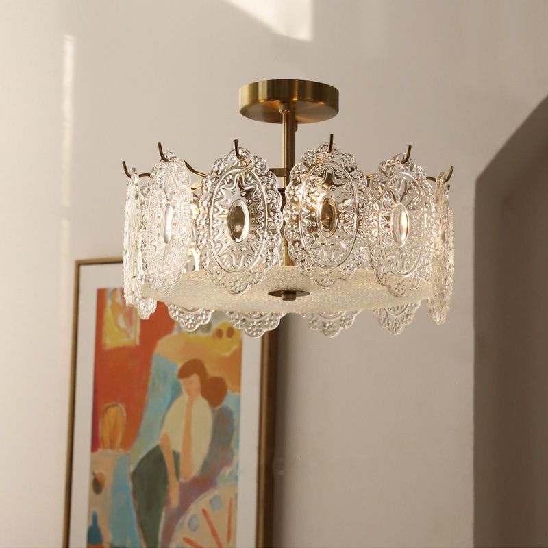 Contemporary Creative Ceiling Lamp Glass Shade Flush Mount Light Fixture