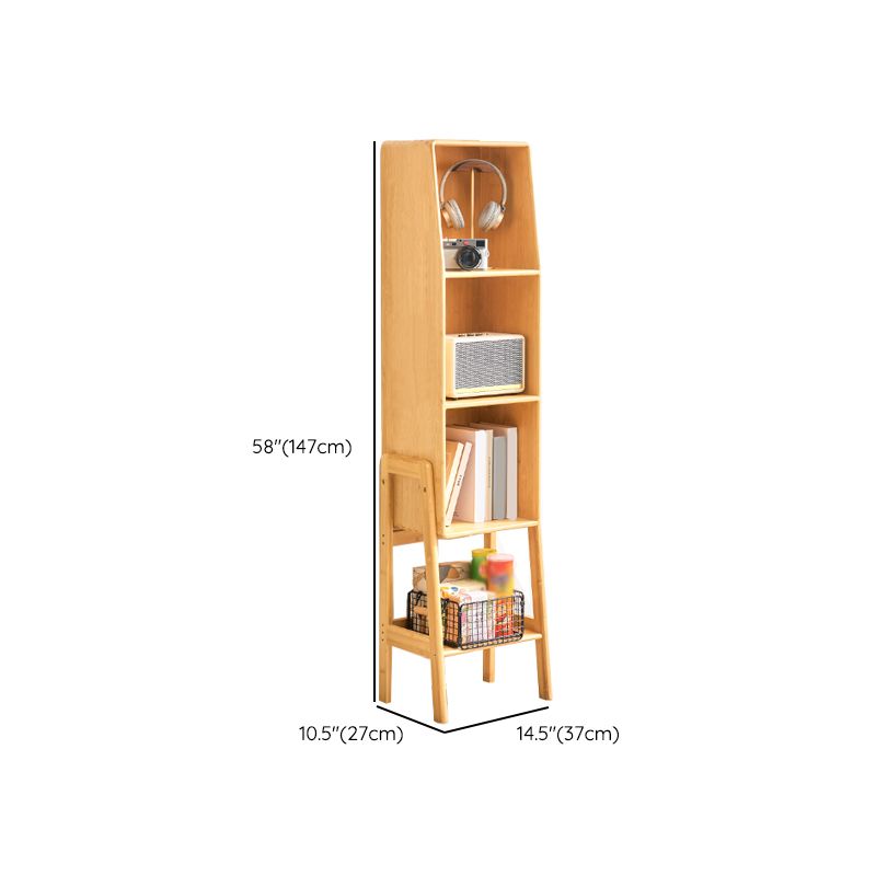 Contemporary Closed Back Bamboo Bookshelf Vertical Bookcase with Shelves