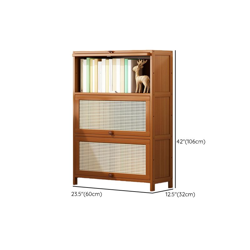 Bamboo Contemporary Bookshelf Standard Bookcase with Cabinets