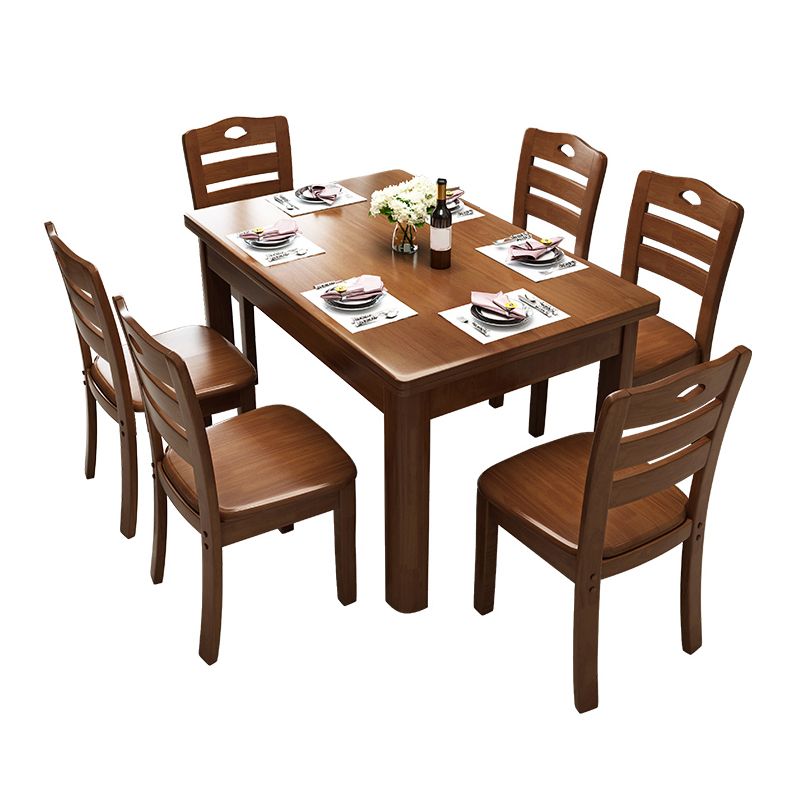 Solid Wood Table Rectangular Dinner Table with 4 Legs for Home