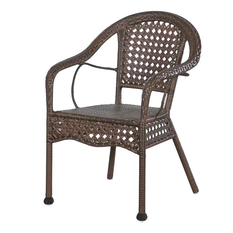 Tropical Dark Brown Indoor/ Outdoor Arm Chair in Faux Rattan