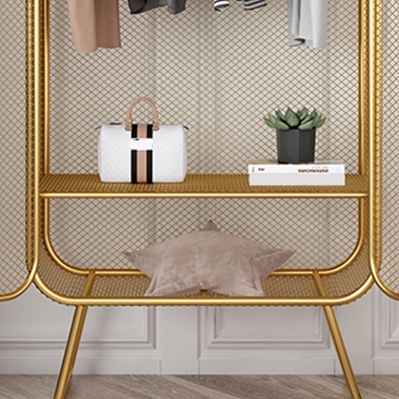 Nordic Iron Grid Wardrobe Long Hanging Storage Metal Storage Cabinet