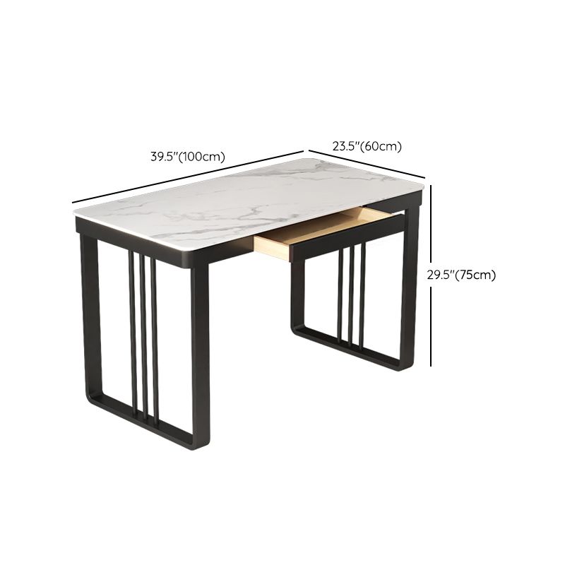 Modern Slate Top Office Desk Home White Writing Desk with Drawers