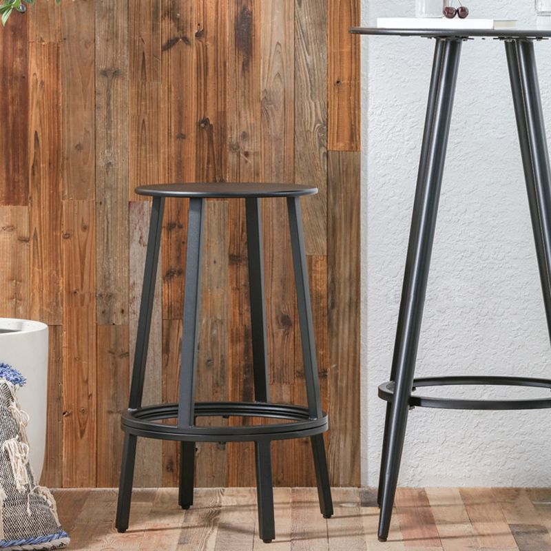 1/2/3 Pieces Industrial Round Bar Table Set Iron Bistro Set with Footrest