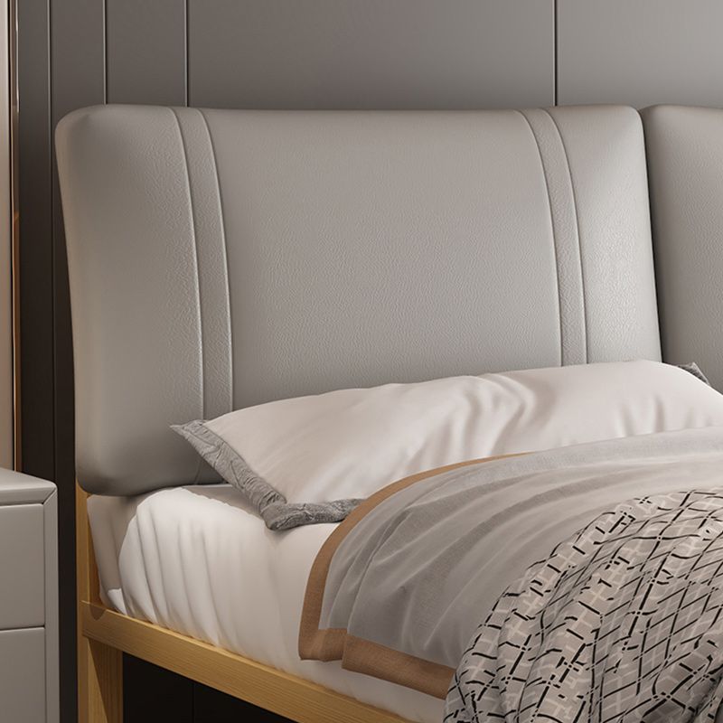 Glam Solid Color Platform Bed Metal Bed Frame with Headboard