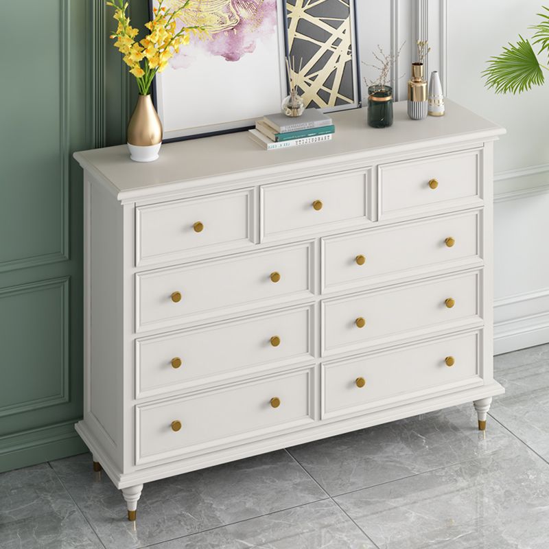 Glam Solid Wood Chest Home Storage Chest in White with Drawers