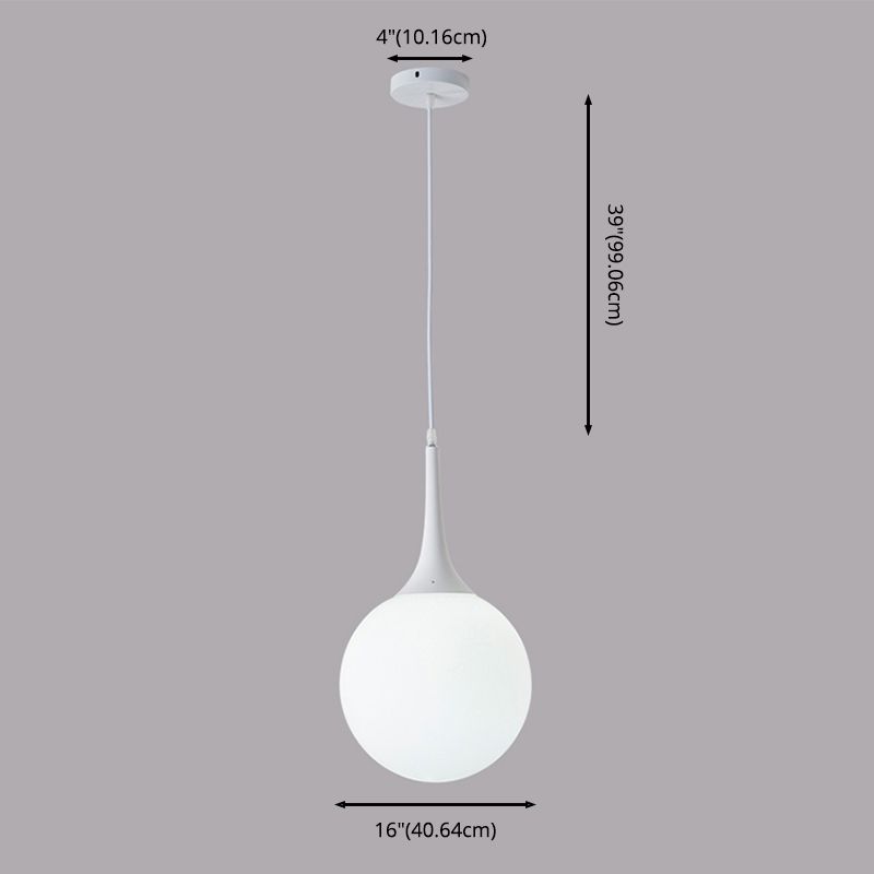 Pendre suspension en forme de larme blanche Simplicité 1 ampoule Verre d'opale Lumière suspendue