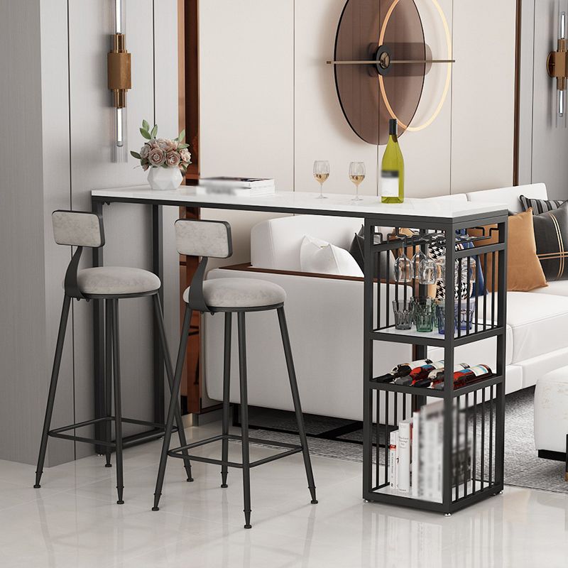 Glam White Marble Bar Table with Rectangle Table Top Gold Sled Table - 42" H