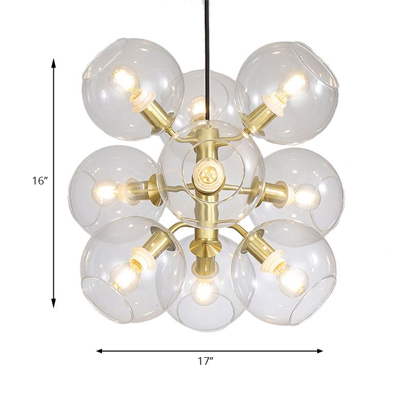 Glass Glass Grape Mini Chandelier 9 Post Post Modern Drop plafond Light in Gold Finish