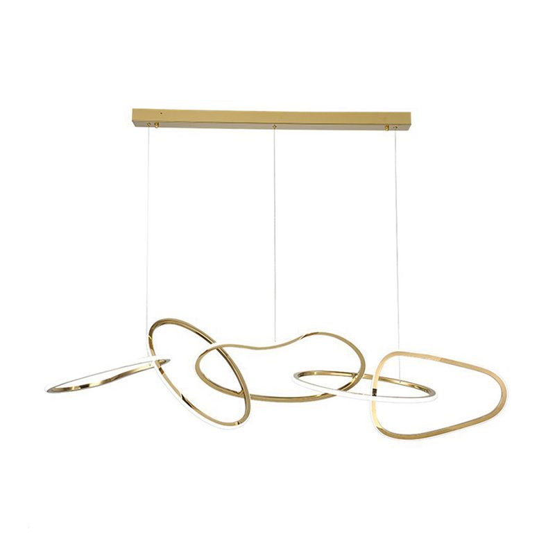 Linear Shape Metal Chandelier Light Modern Multi Lights Chandelier Light Fixture in Gold