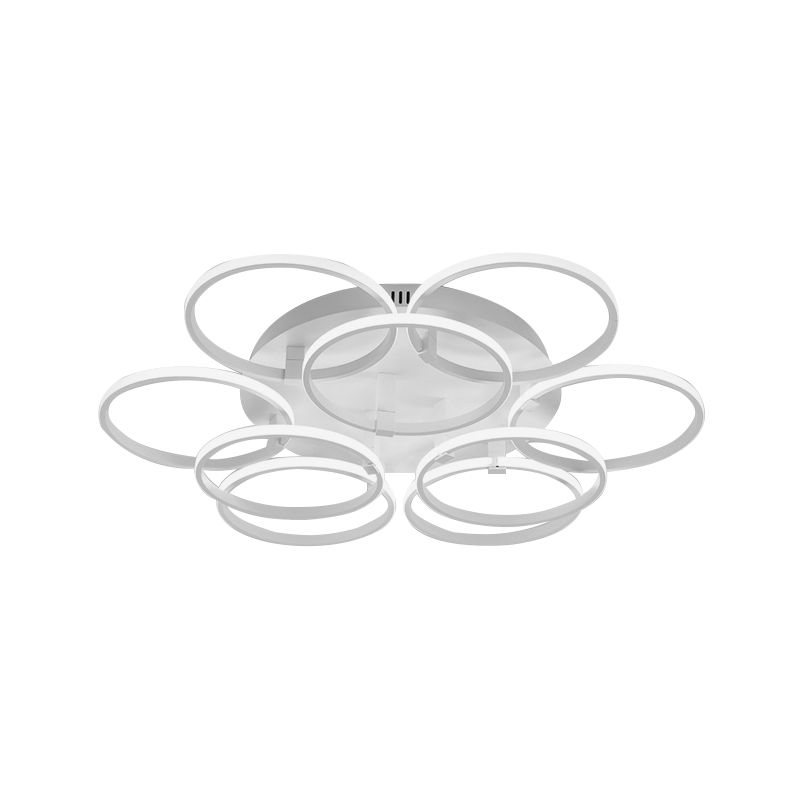Multi Ring Semi Flush Light Minimalist Acrylic 3/9/12 Lights White Semi Flush Ceiling Light for Living Room